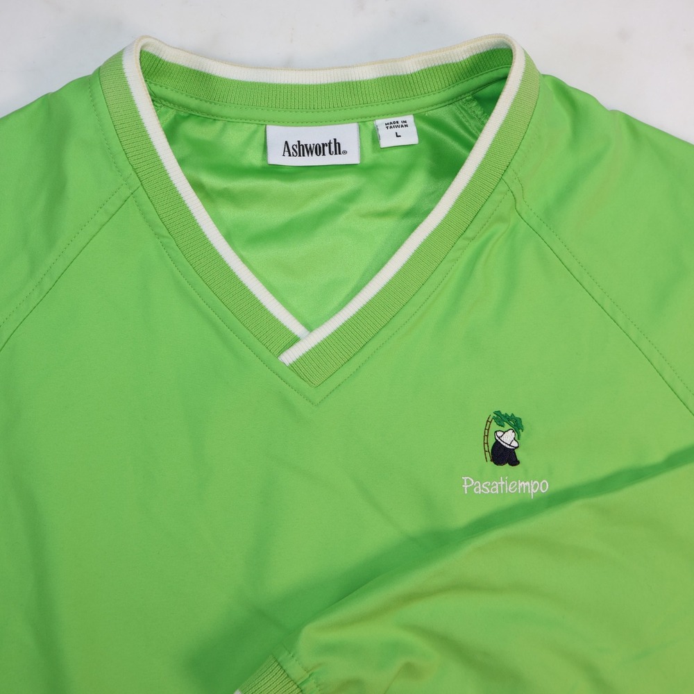 Ashworth Mens Pasatiempo Golf Club Windbreaker Green V-Neck WM20050 Large